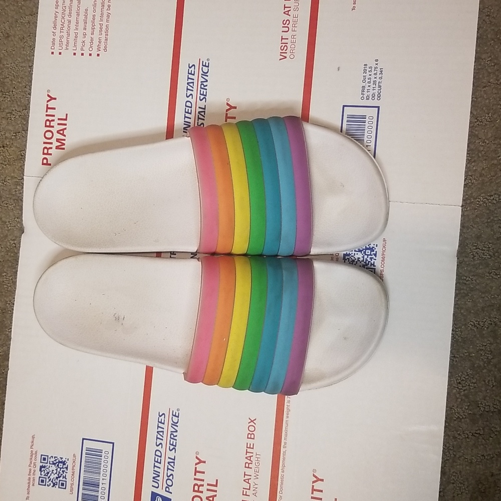 Rainbow Slipper Slides Sz. 9/10